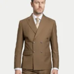 Мужской двубортный костюм Sand Beige