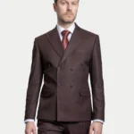 Мужской двубортный костюм Burgundy Stripe