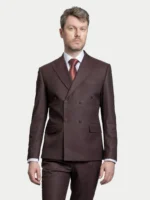 Мужской двубортный костюм Burgundy Stripe