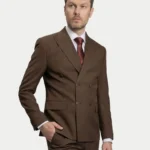 Мужской двубортный костюм Terracotta Brown