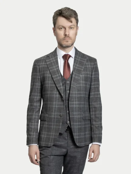 Мужской костюм-тройка Glen Check Grey