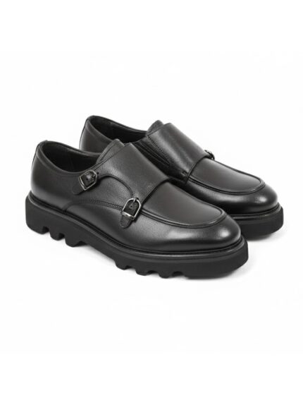 Мужские кожаные туфли-монки Total Black