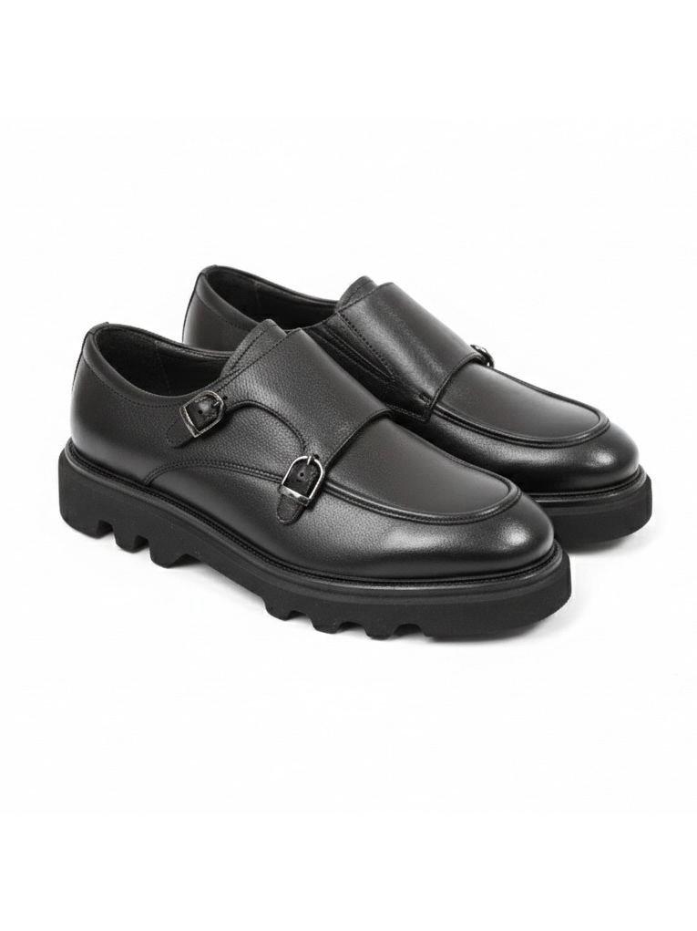 Мужские кожаные туфли-монки Total Black Мужские кожаные туфли-монки Total Black