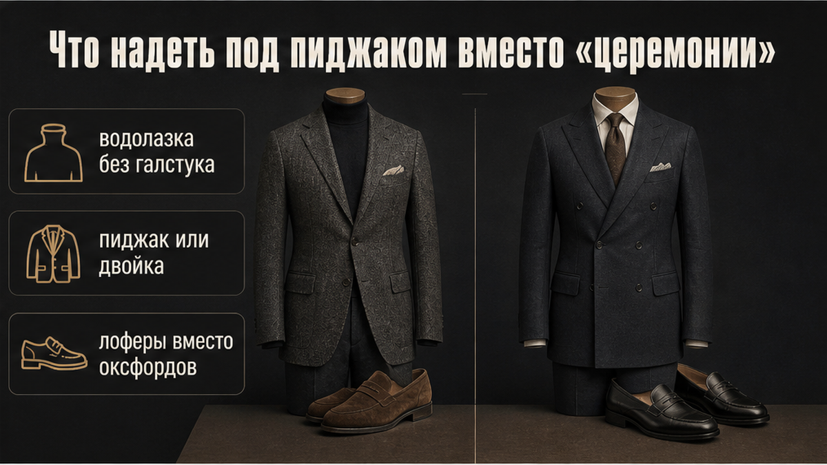 Чем заменить рубашку с галстуком под твидовым пиджаком
