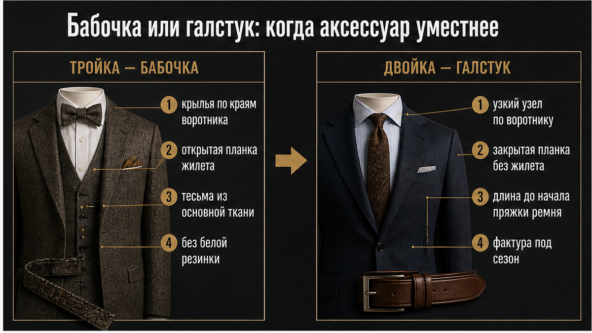 Когда жениху выбрать бабочку, а когда галстук