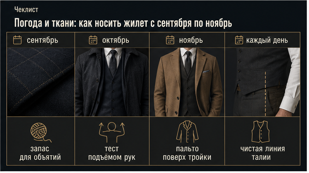 Чеклист: жилет и тройка с сентября по ноябрь — ткани и примерка