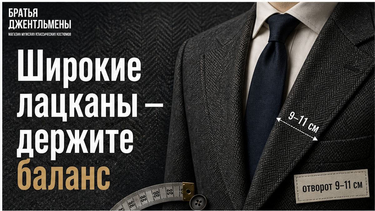 Иллюстрация: баланс широких лацканов осеннего пиджака