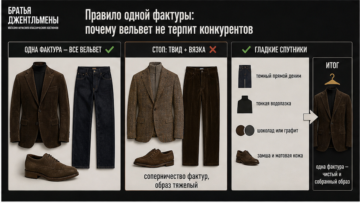 Правило одной фактуры: вельвет без конкурентов и с гладкими спутниками