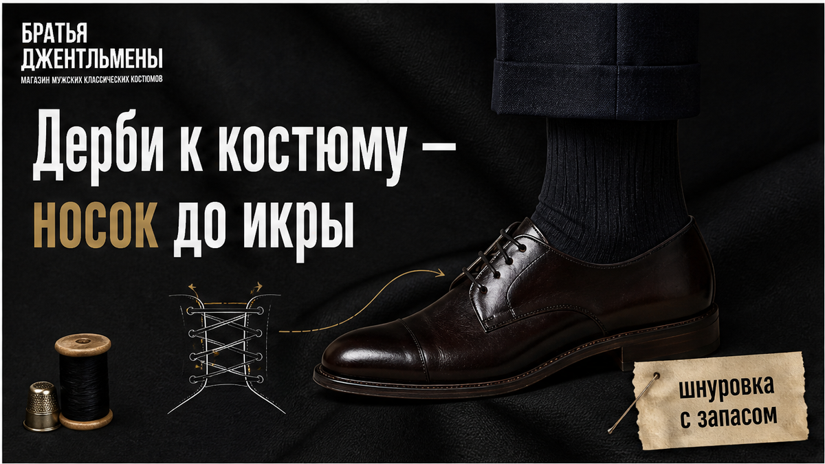 Иллюстрация: дерби к осеннему костюму и классический носок до икры