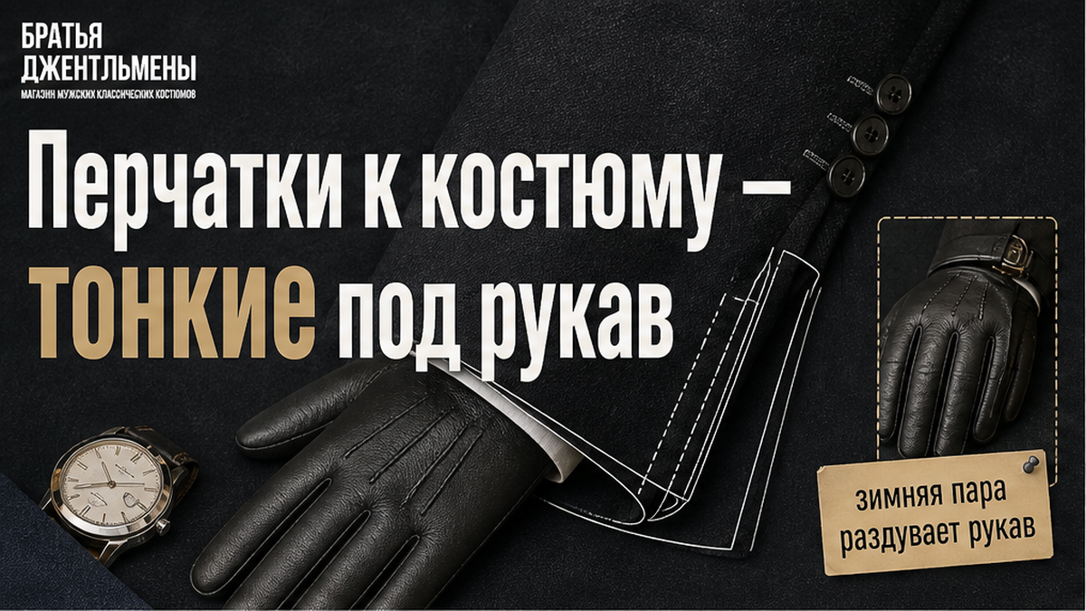 Иллюстрация: тонкие кожаные перчатки под манжету костюма