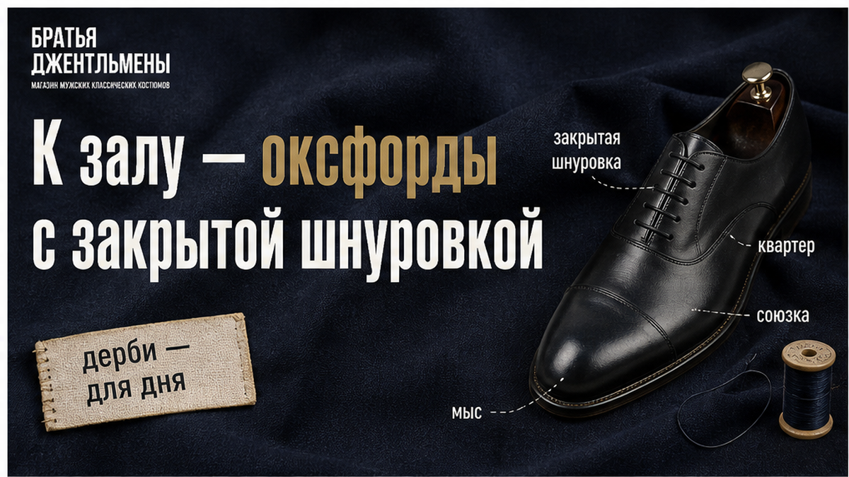 Иллюстрация: оксфорды с закрытой шнуровкой к осеннему костюму