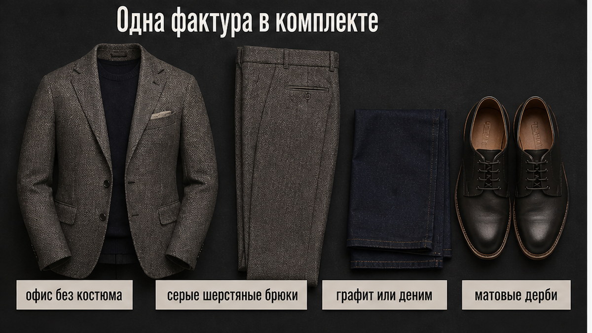 Инфографика: одна фактура в комплекте с твидовым пиджаком