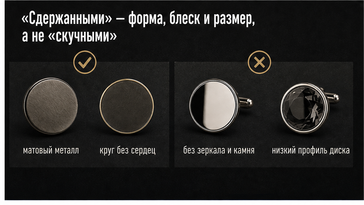 Схема формы и блеска: какие запонки считать сдержанными на свадьбе